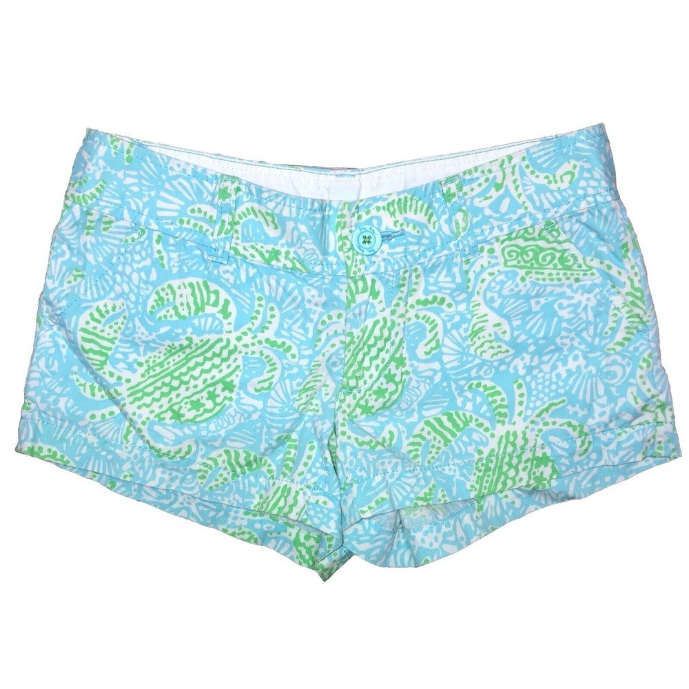 Lilly Pulitzer Shorts Women's 00 Get Cracking Blow Rise Crab Print The Walsh